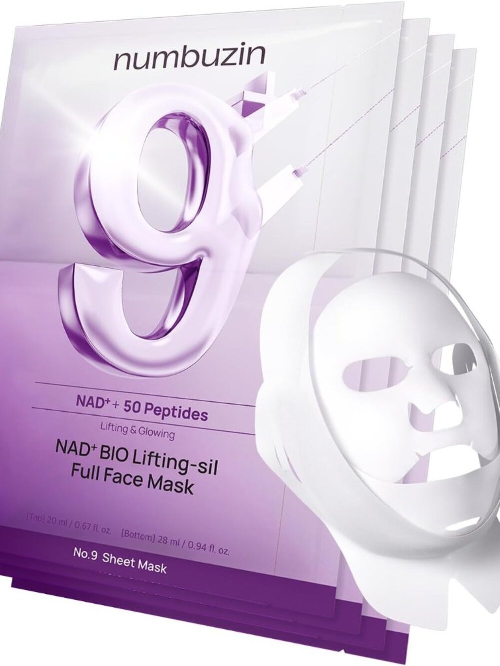 Numbuzin No.9+ NAD+ BIO Lifting Full Face Mask Peptide & Collagen Two-Piece (16)